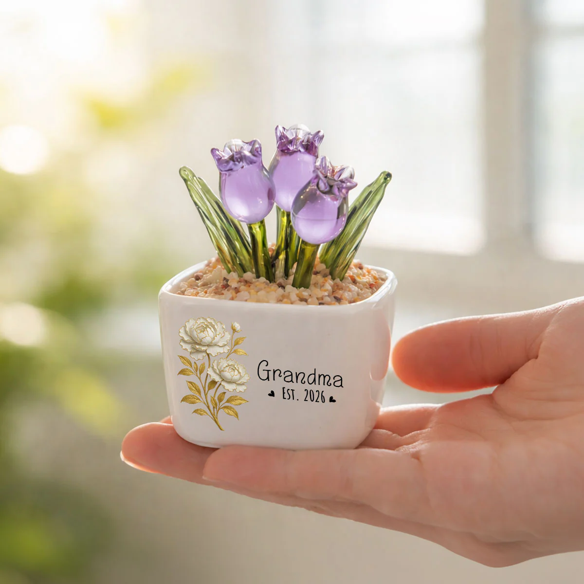 Flowers For The Best Mom Ever - Personalized Custom Glass Everlasting Tulips - Image 5