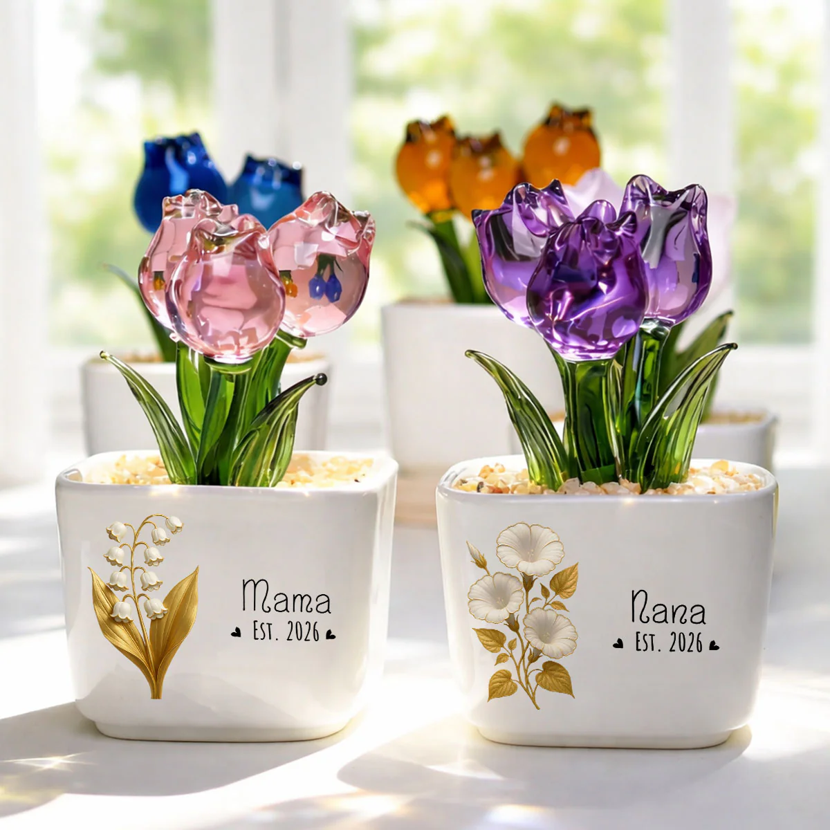 Flowers For The Best Mom Ever - Personalized Custom Glass Everlasting Tulips - Image 6