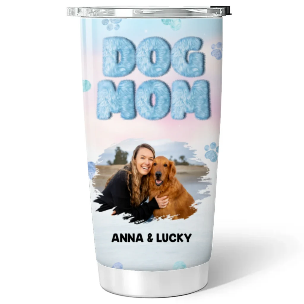 Fluffy Dog Mom Photo - Personalized Custom Tumbler - Image 4