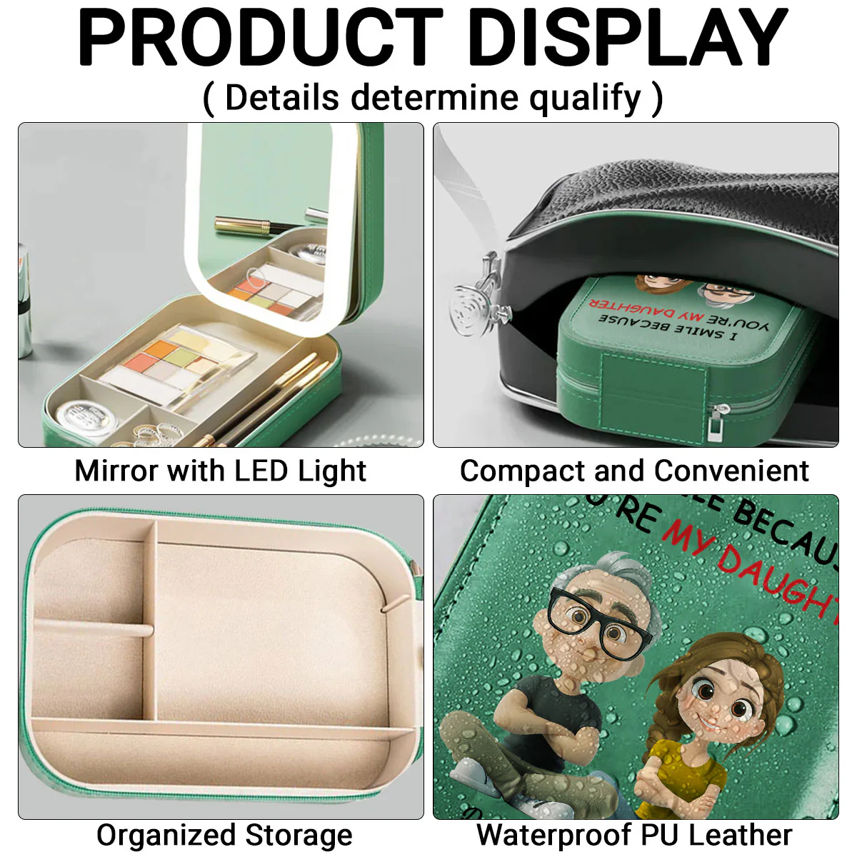 For Daughter - Personalized Custom Jewelry Box With LED Mirror - Image 3