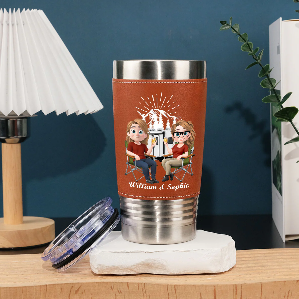 For Life -  Personalized Custom Leather Tumbler - Image 2