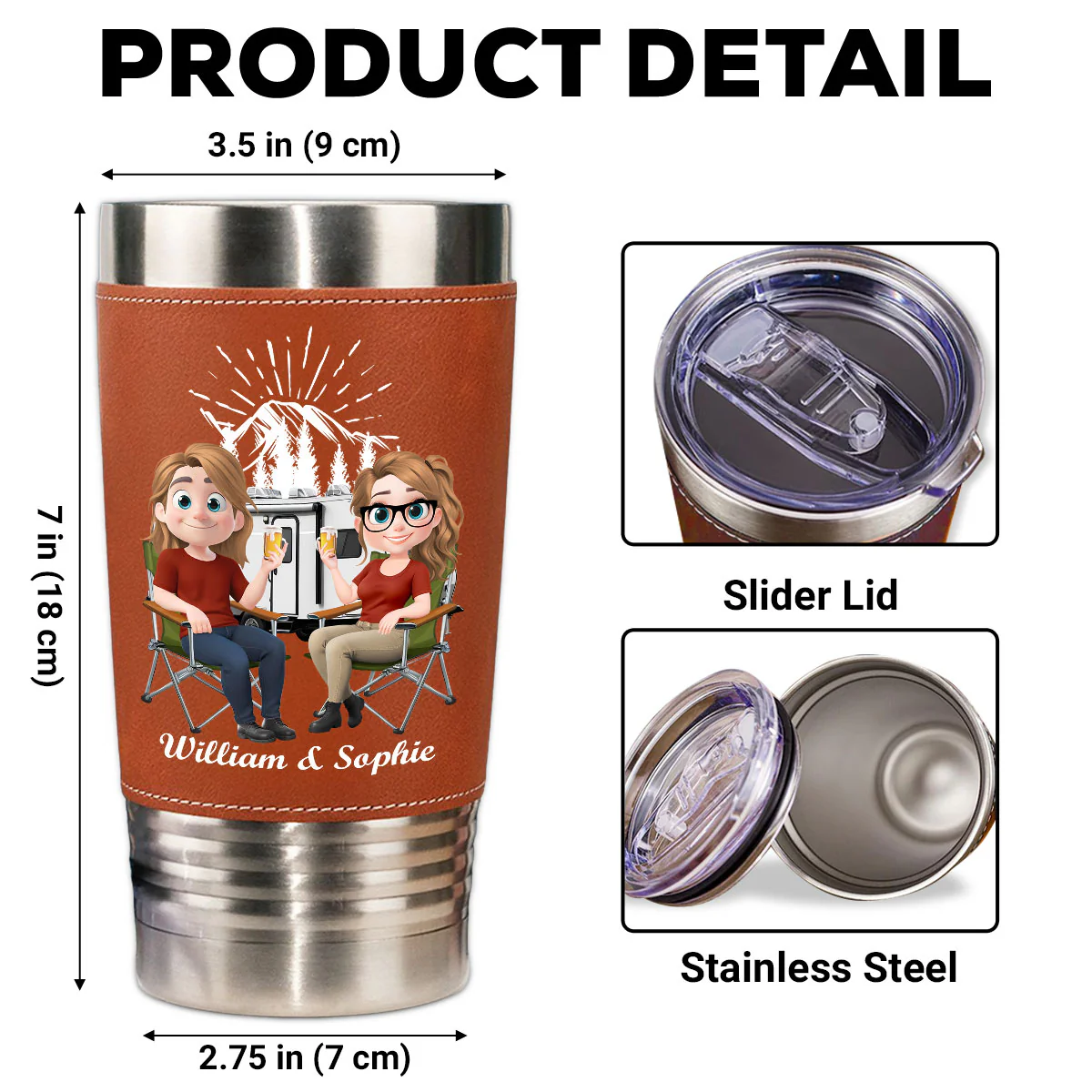 For Life -  Personalized Custom Leather Tumbler - Image 5