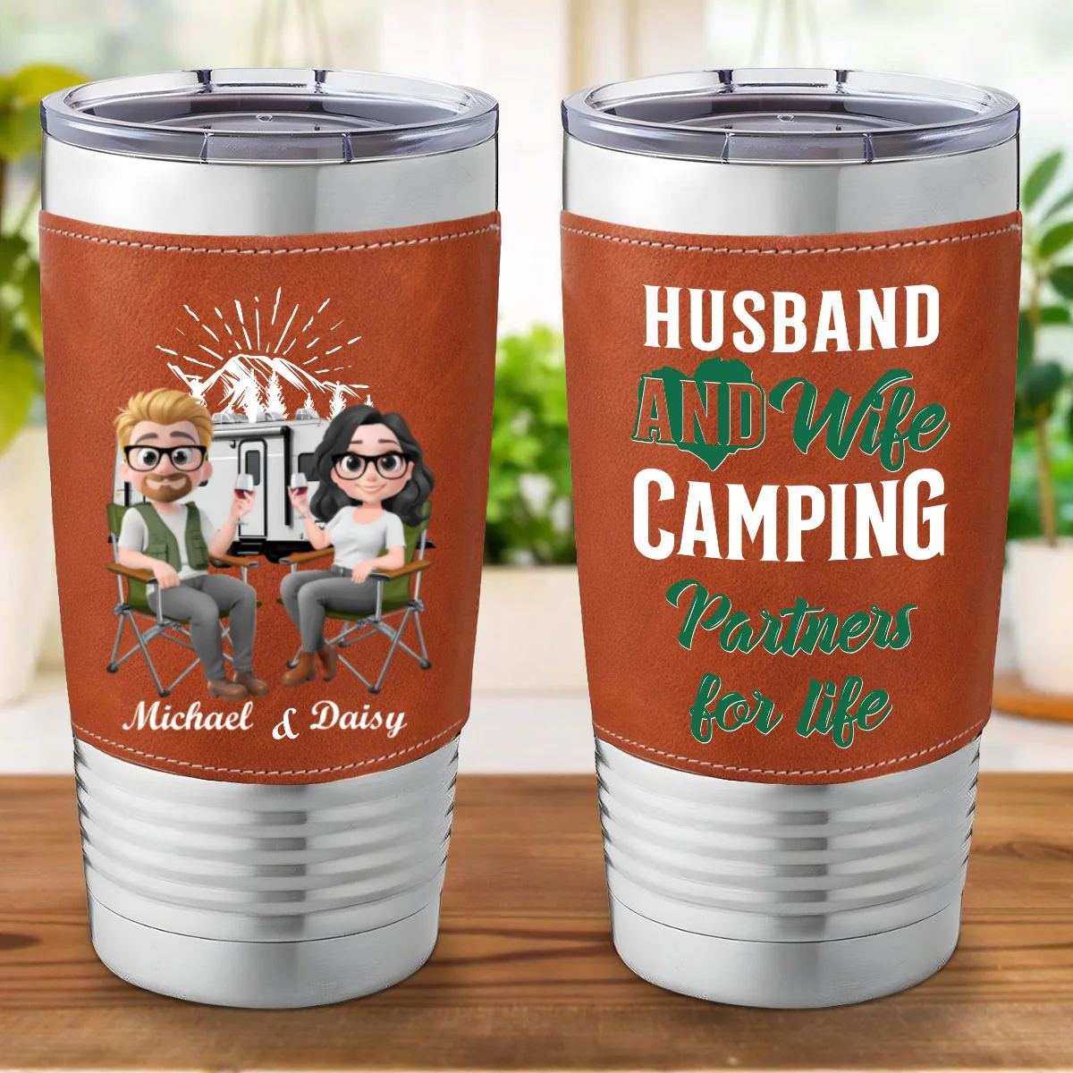For Life -  Personalized Custom Leather Tumbler - Image 6