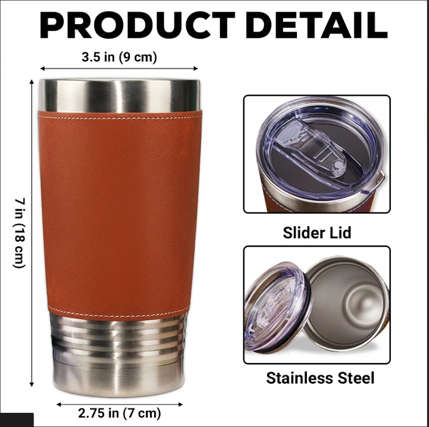 For My Brother -  Personalized Custom Engraved Leather Tumbler - Image 7