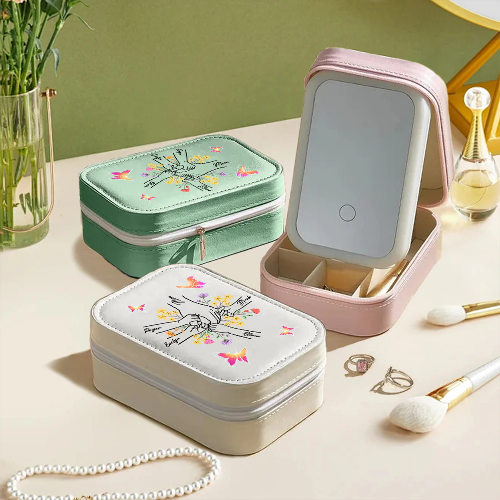 For My Mom - Personalized Custom Jewelry Box With LED Mirror - Image 3