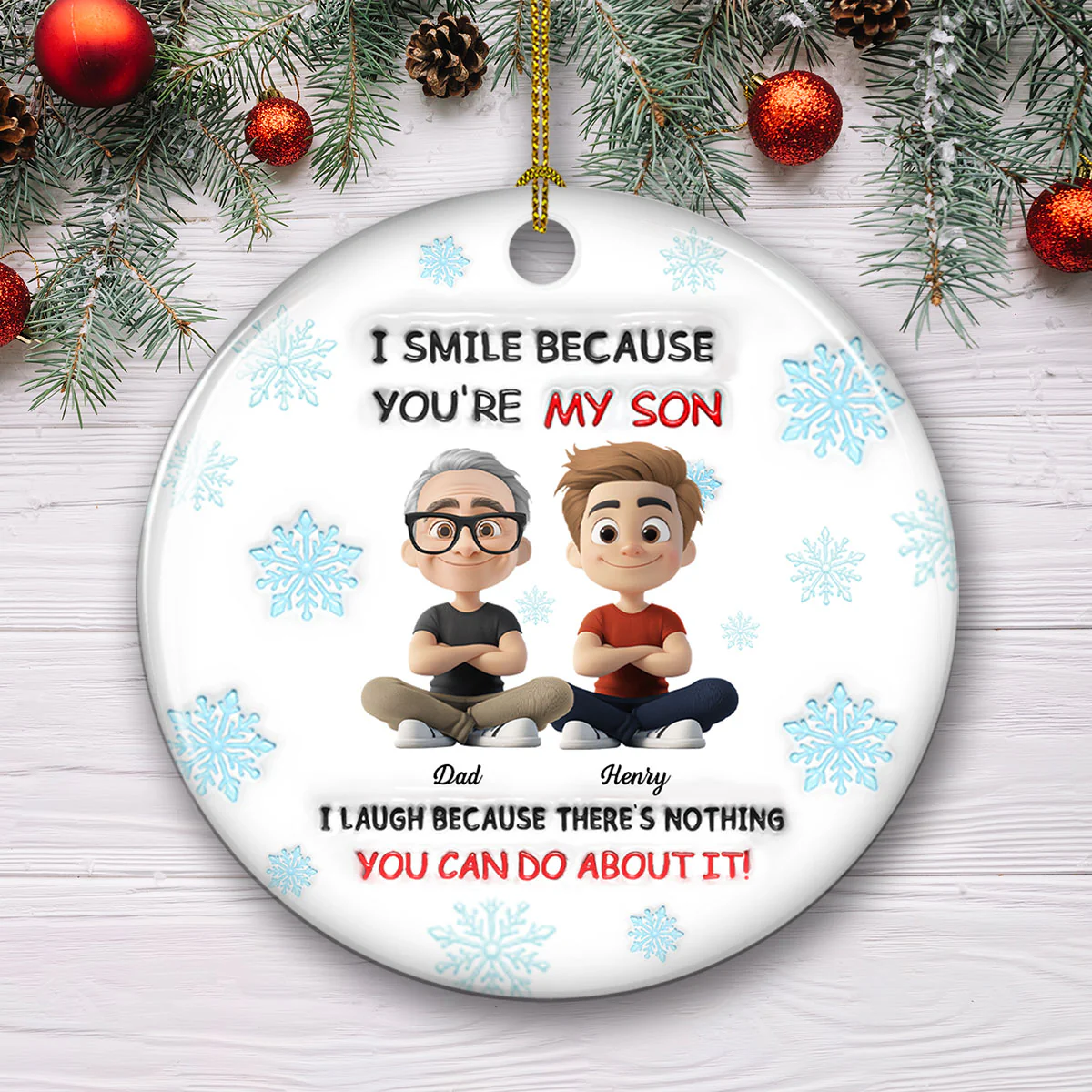 For Son - Personalized Custom 3D Inflated Effect Ceramic Ornament - Image 3