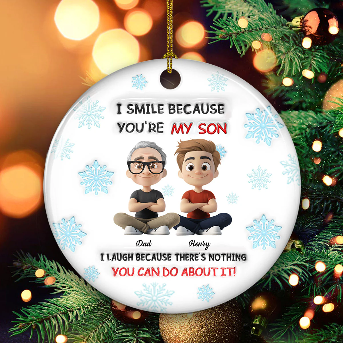 For Son - Personalized Custom 3D Inflated Effect Ceramic Ornament - Image 4