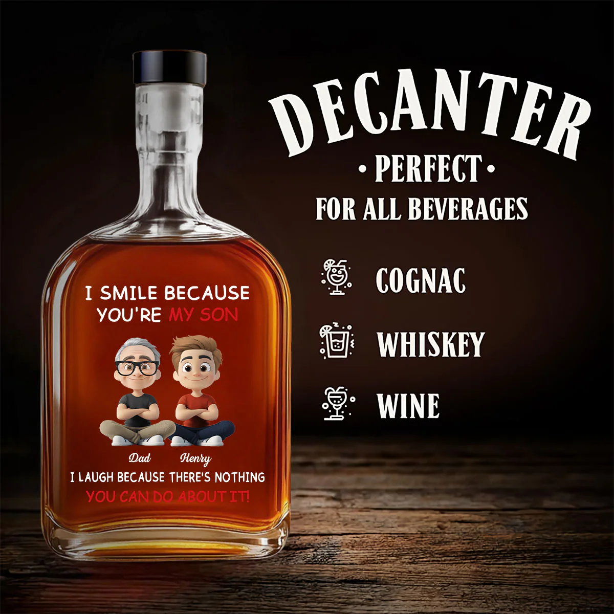 For Son - Personalized Custom Spirits Decanter - Image 4