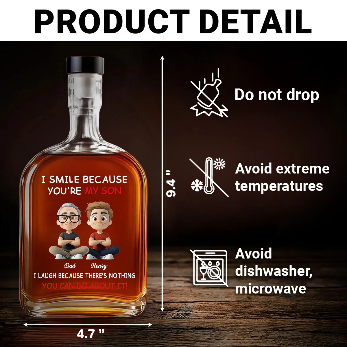 For Son - Personalized Custom Spirits Decanter - Image 5