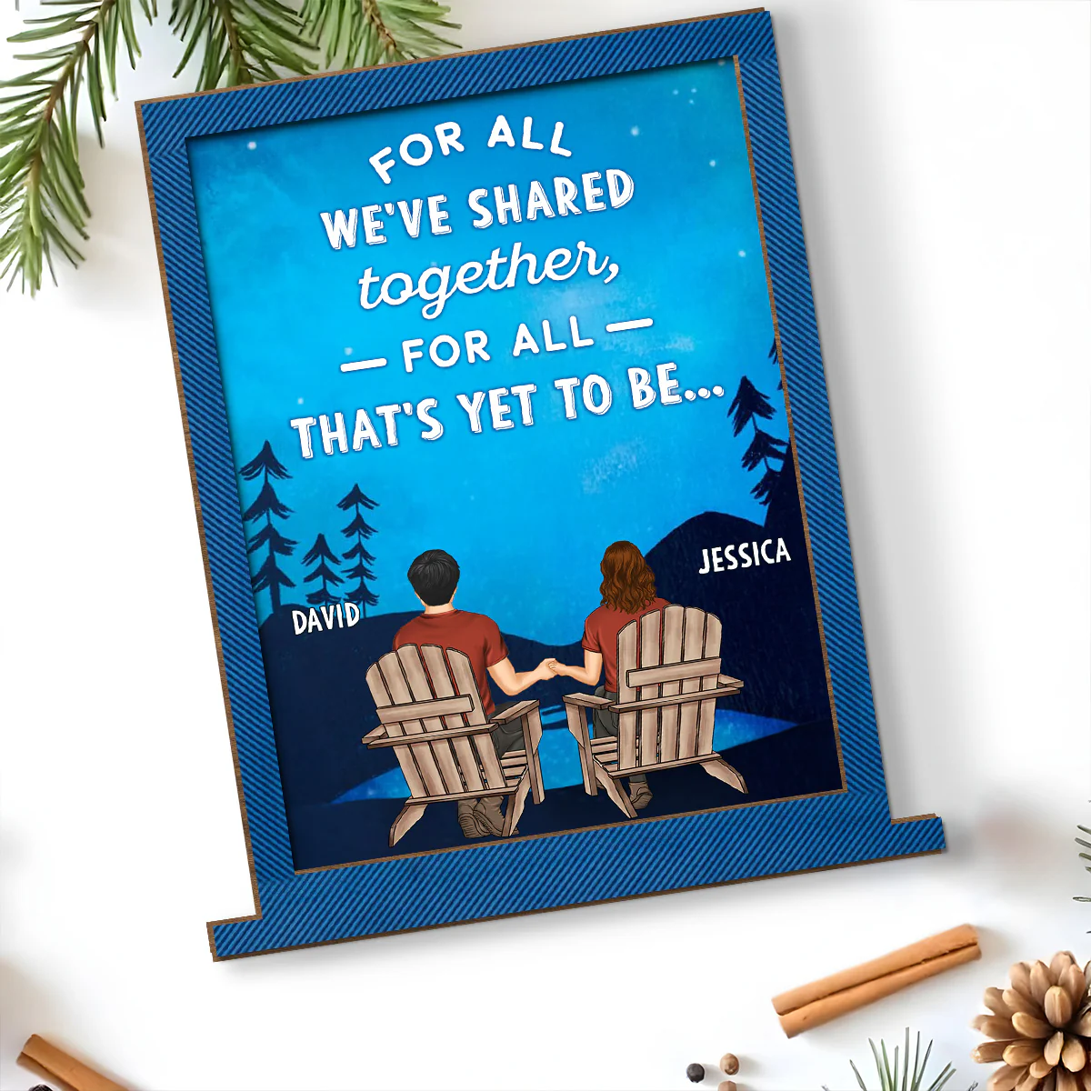 For The Present And Beyond - Personalized Custom 2-Layer Wood Plaque With Flat Base - Image 2