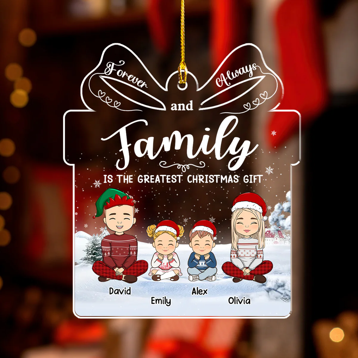 Forever And Always Family - Personalized Custom Acrylic Ornament - Image 3