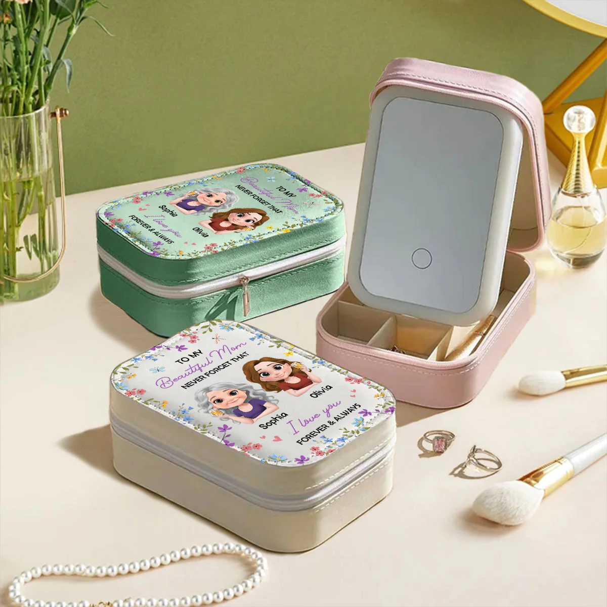 Forever And Always - Personalized Custom Jewelry Box With LED Mirror - Image 5