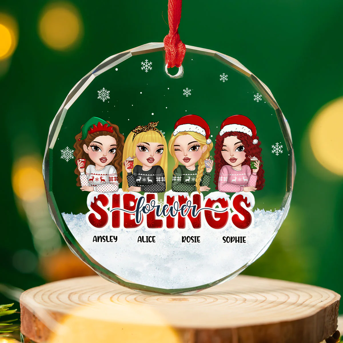Forever Be My Bestie - Personalized Custom Glass Ornament - Image 3