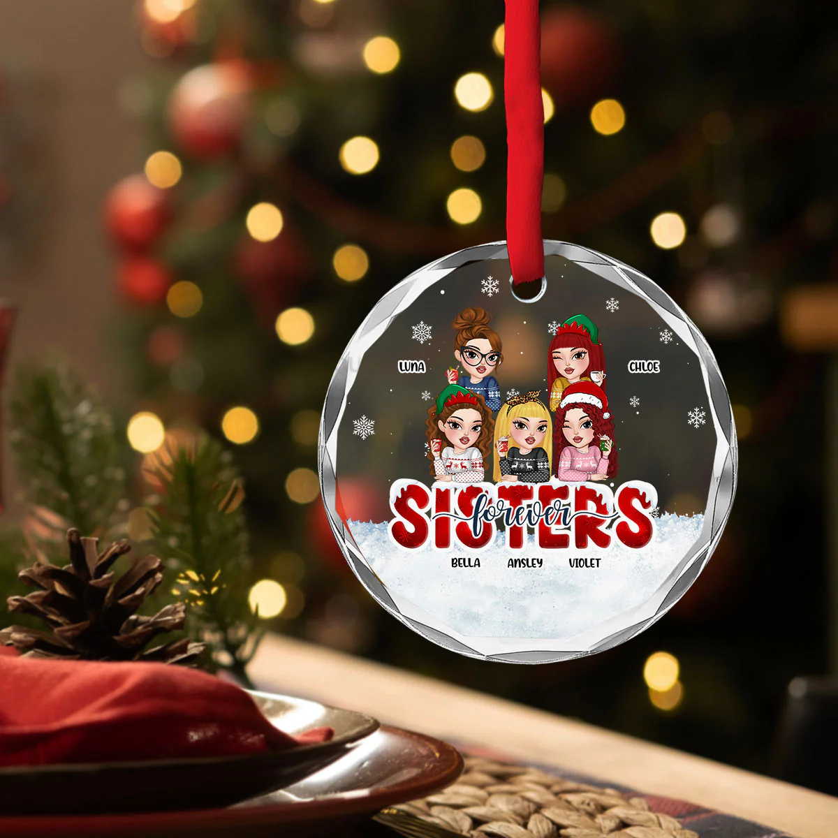 Forever Be My Bestie - Personalized Custom Glass Ornament - Image 4