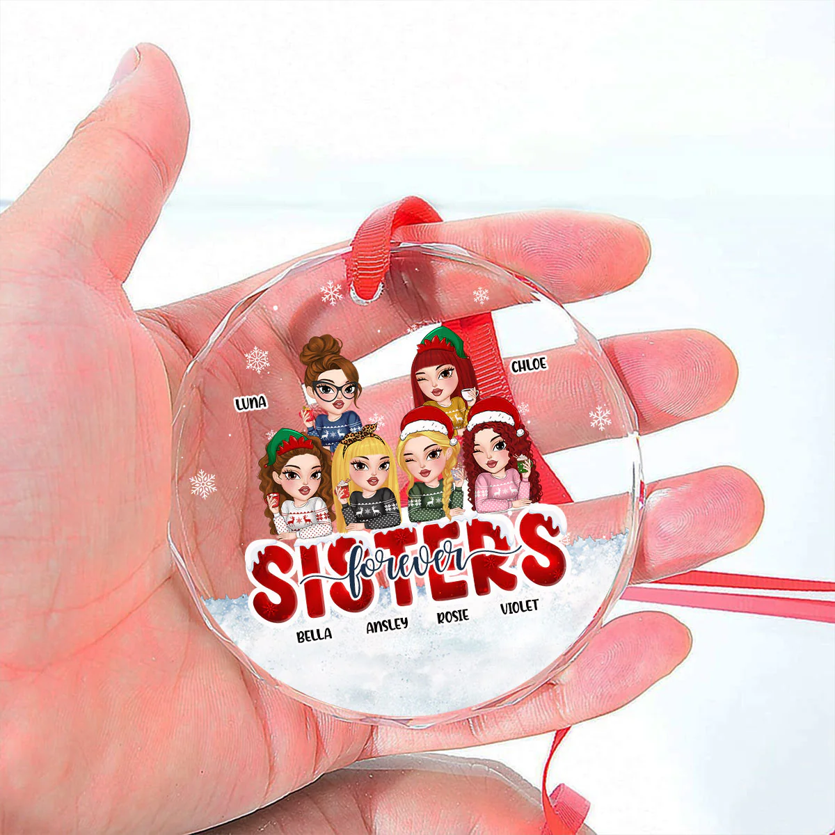Forever Be My Bestie - Personalized Custom Glass Ornament - Image 5
