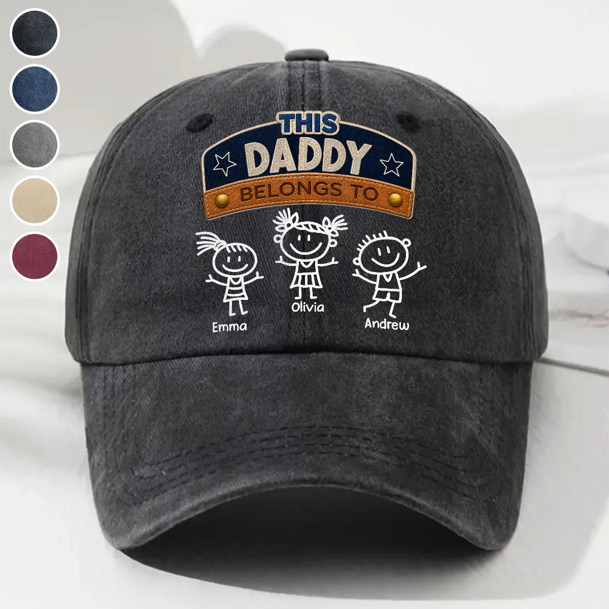 Forever Belongs To Dad Grandpa - Personalized Custom Vintage Washed Denim Cap