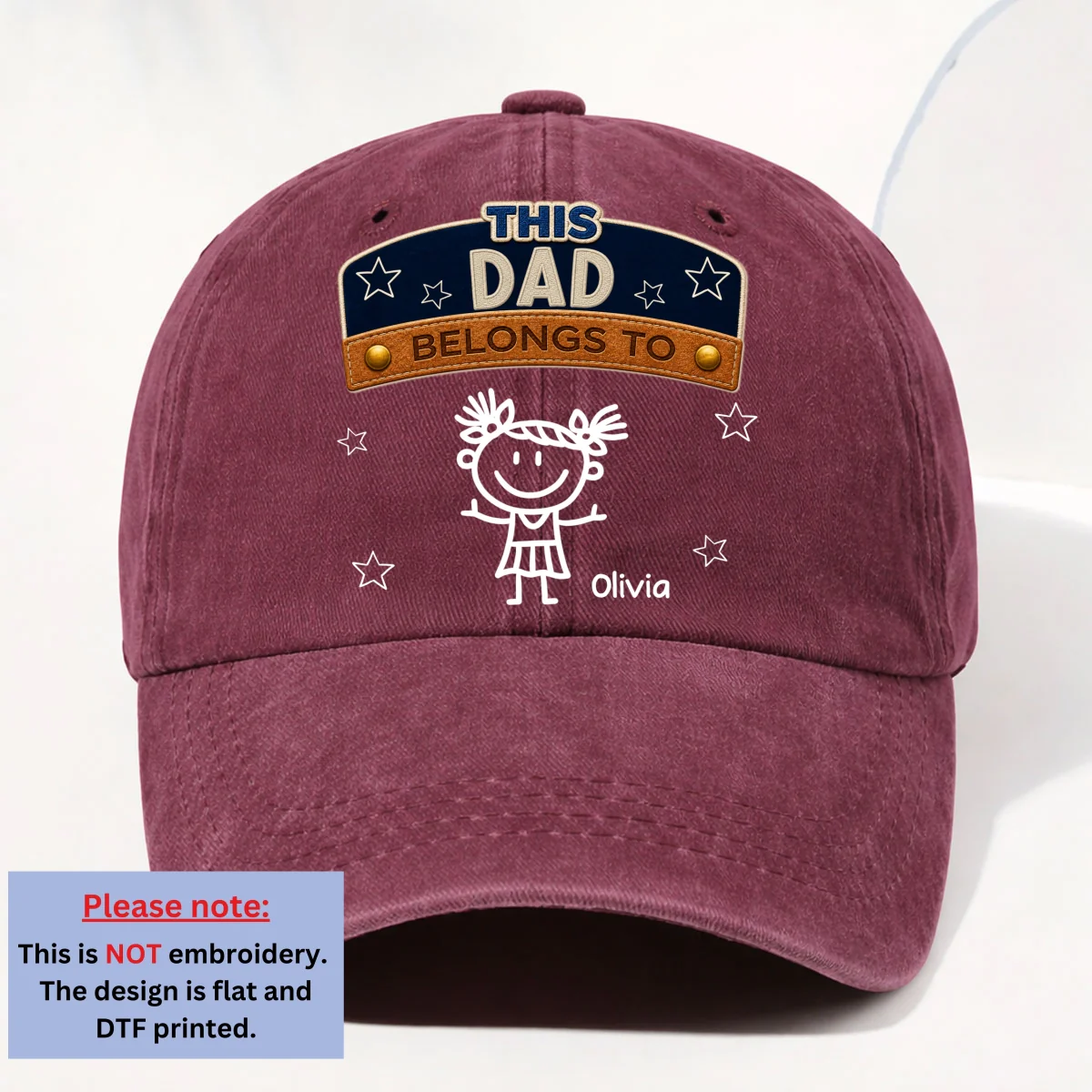 Forever Belongs To Dad Grandpa - Personalized Custom Vintage Washed Denim Cap - Image 10
