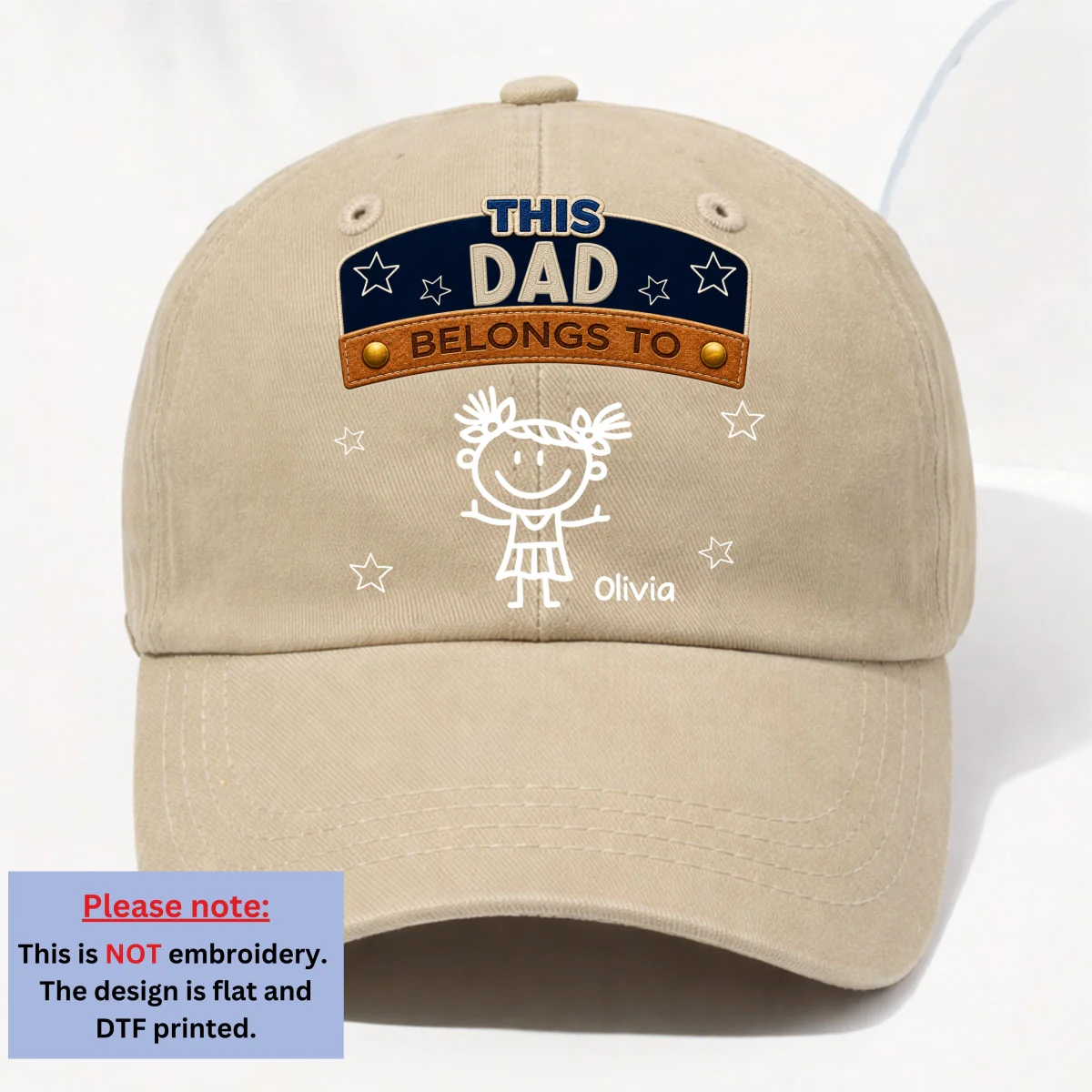 Forever Belongs To Dad Grandpa - Personalized Custom Vintage Washed Denim Cap - Image 11