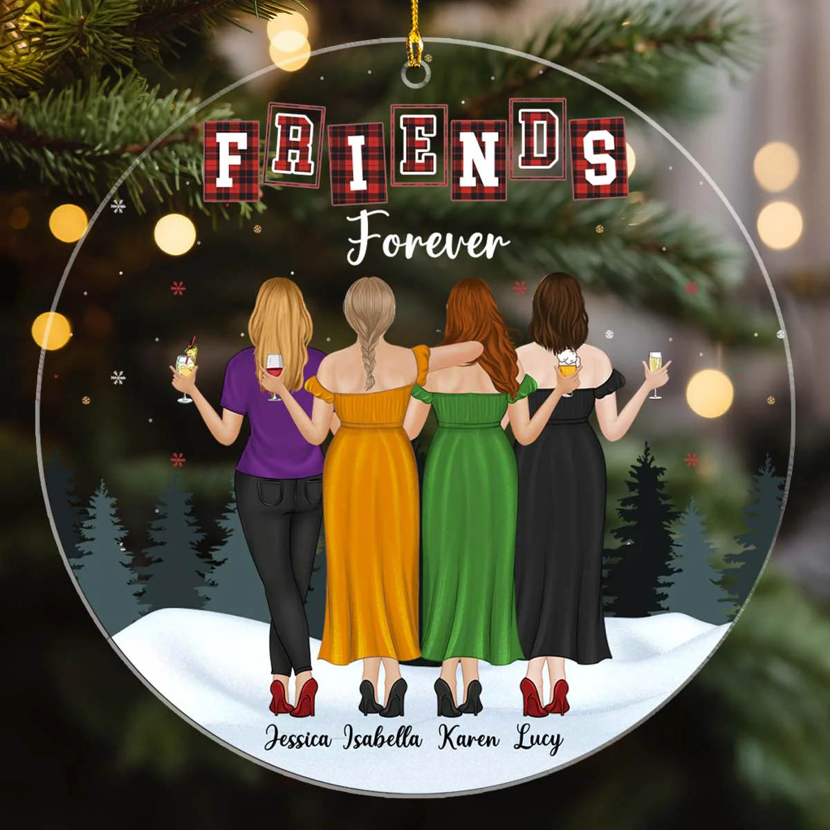 Forever Besties - Personalized Custom Acrylic Ornament - Image 3