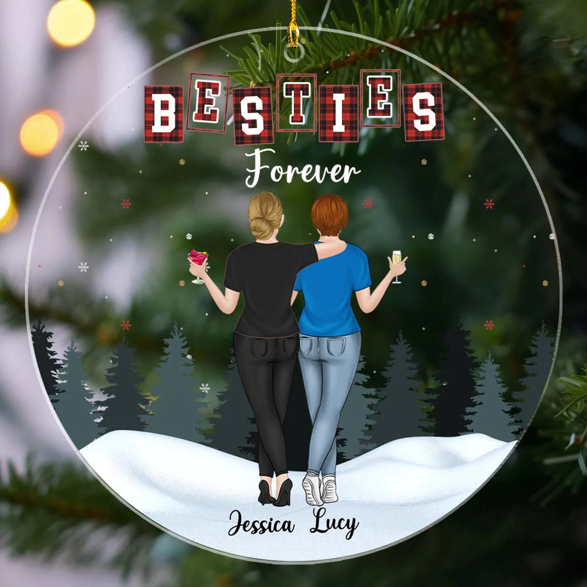 Forever Besties - Personalized Custom Acrylic Ornament - Image 4