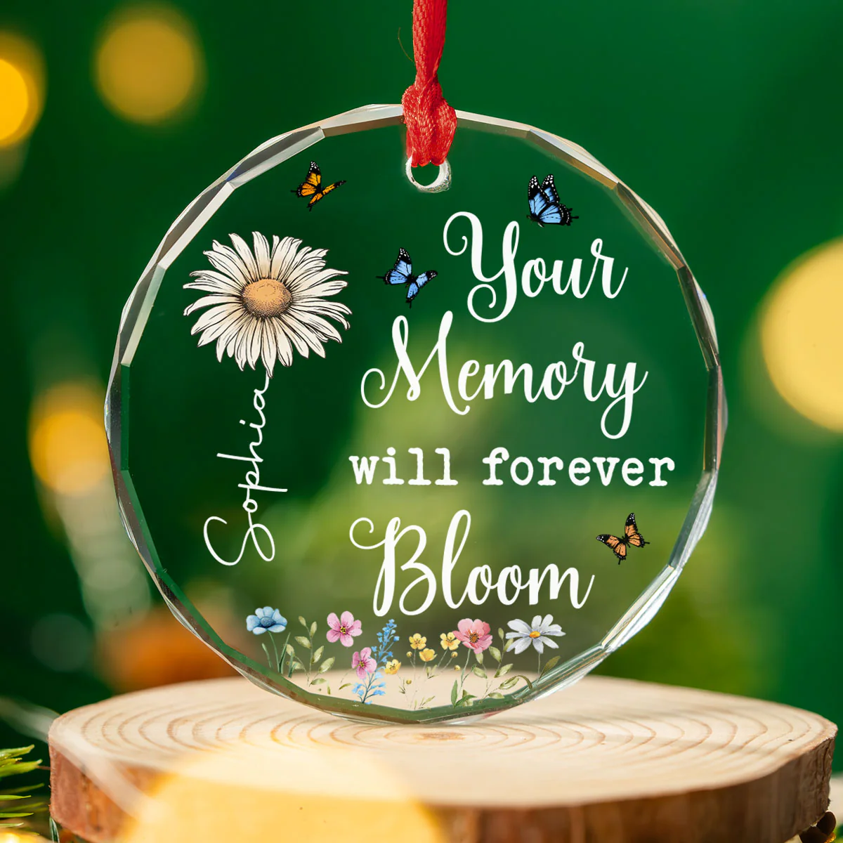 Forever Blooming In Memories - Personalized Custom Glass Ornament - Image 4
