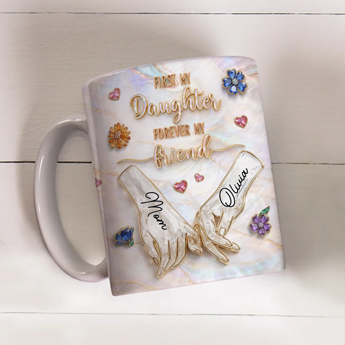 Forever Daughter Forever Friend - Personalized Custom 3D Inflated Effect Mug - Image 2