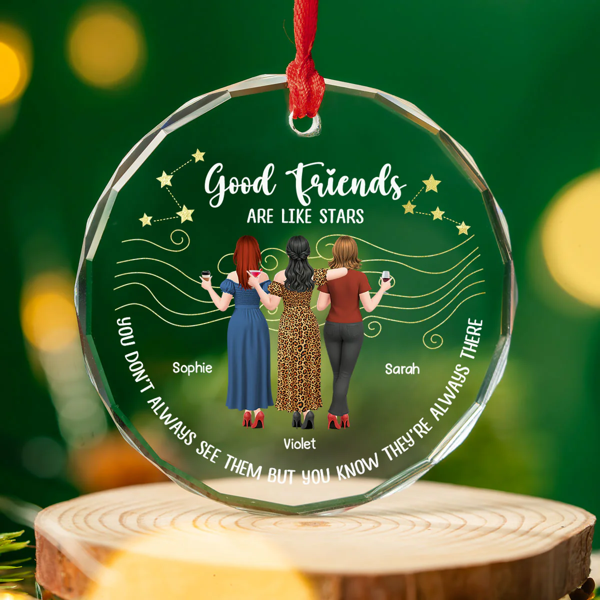 Forever Friends Star - Personalized Custom Glass Ornament - Image 3