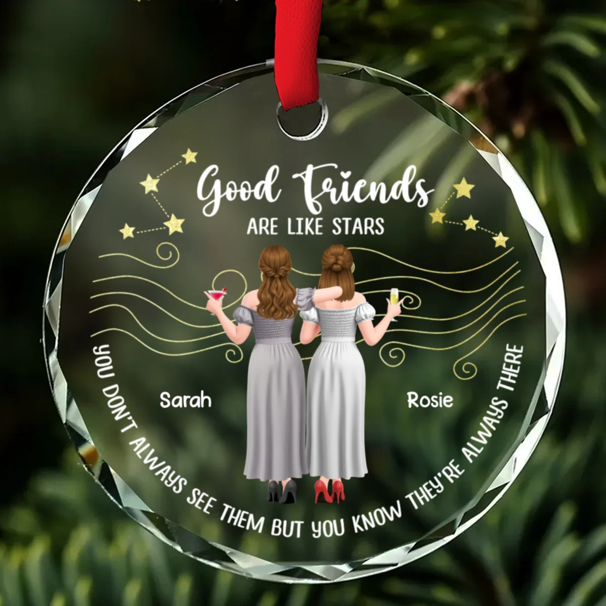 Forever Friends Star - Personalized Custom Glass Ornament - Image 7