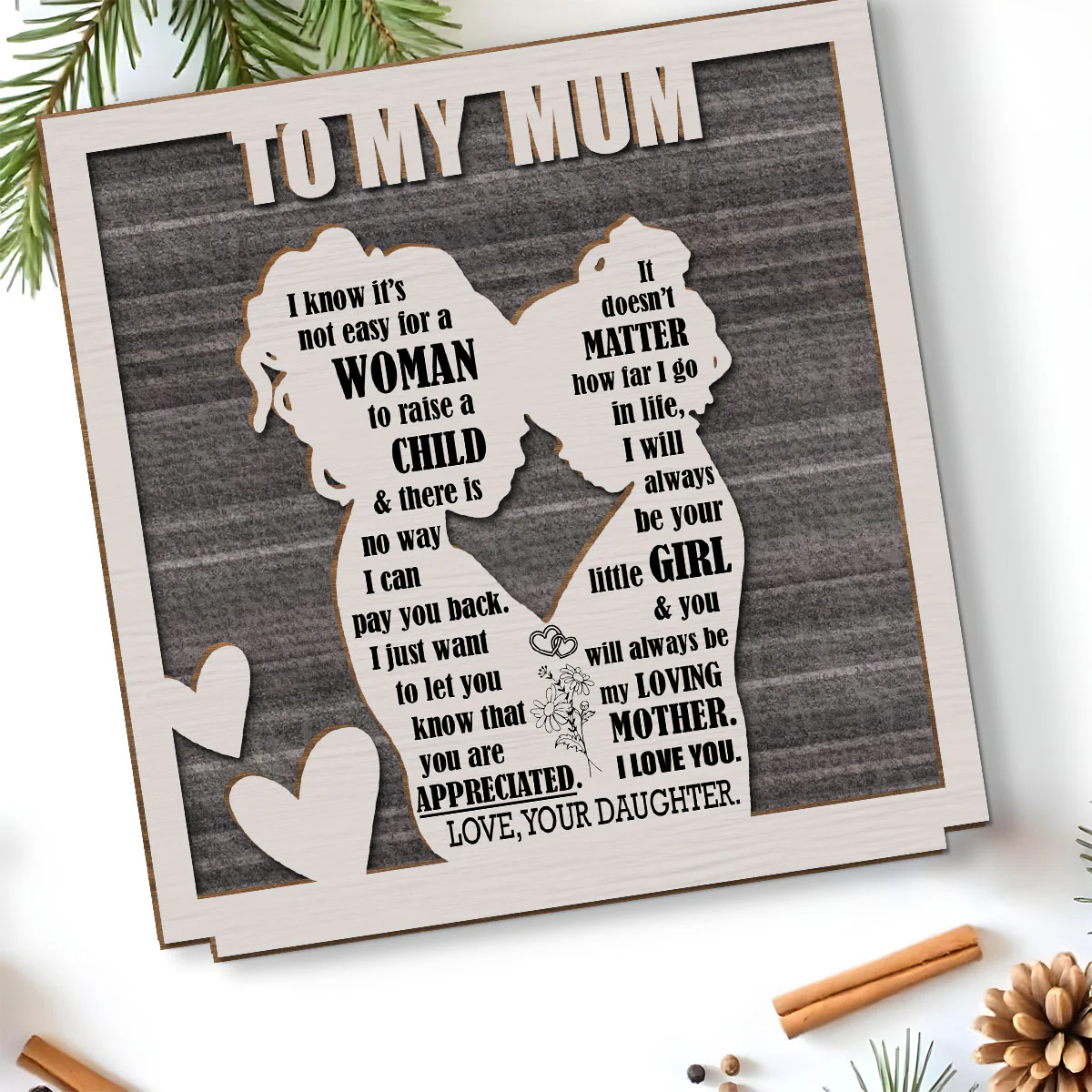 Forever Grateful to Mother - Personalized Custom 2-Layer Wood Plaque With Flat Base - Image 4