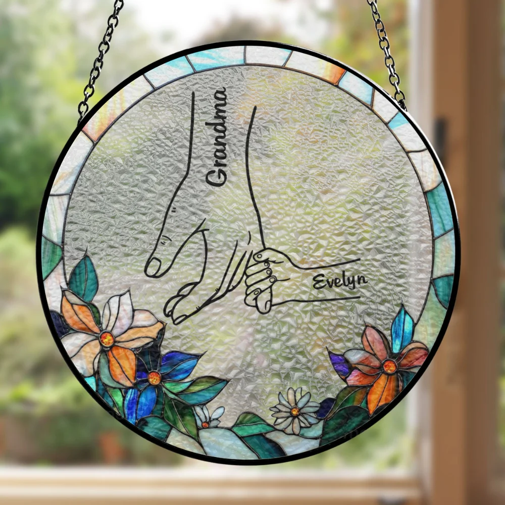 Forever Holding Hands - Personalized Custom Window Hanging Suncatcher - Image 5