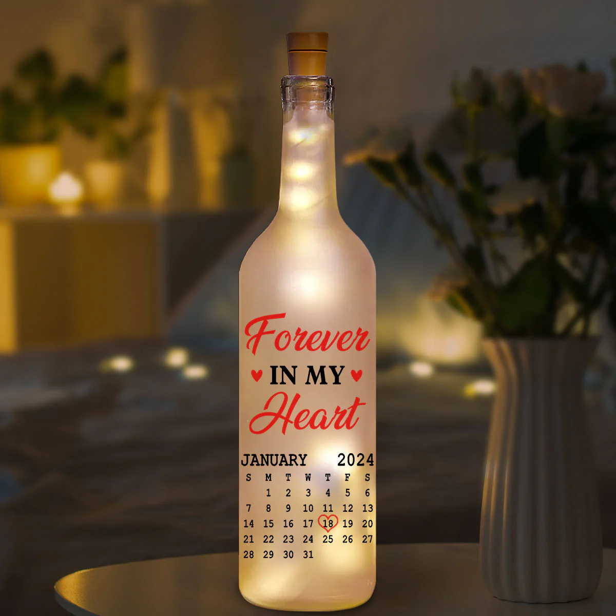 Forever In My Heart - Personalized Custom Bottle Lamp - Image 5