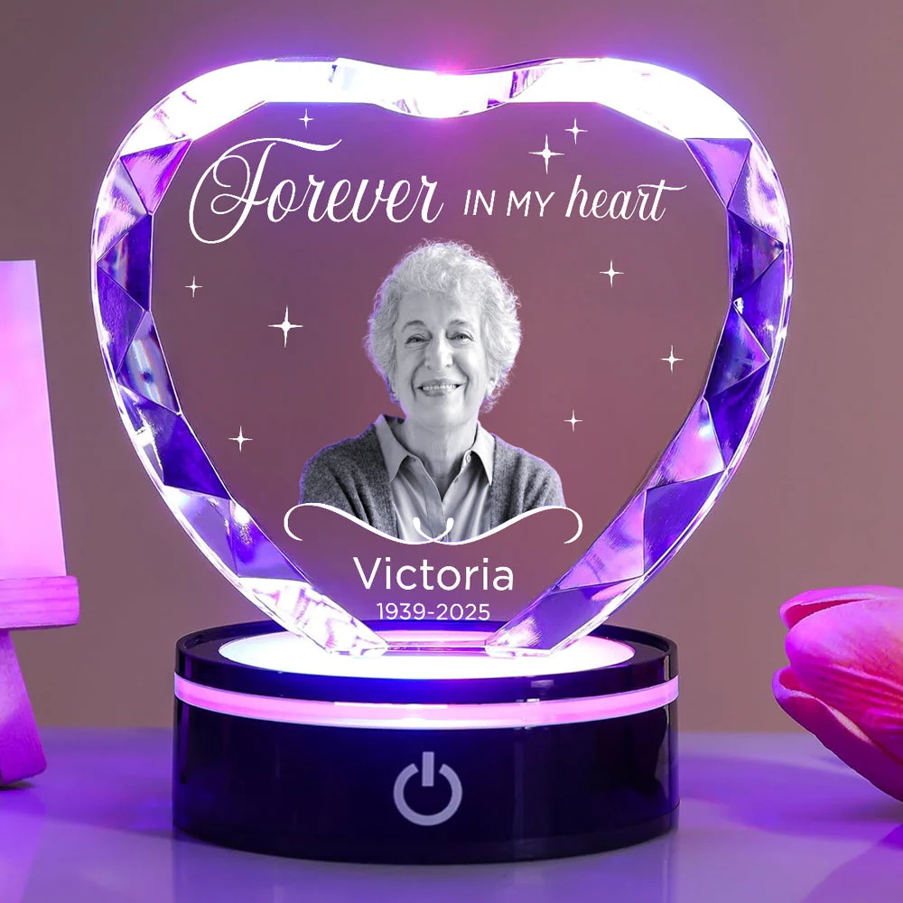 Forever In My Heart - Personalized Custom Crystal Led Light - Image 3