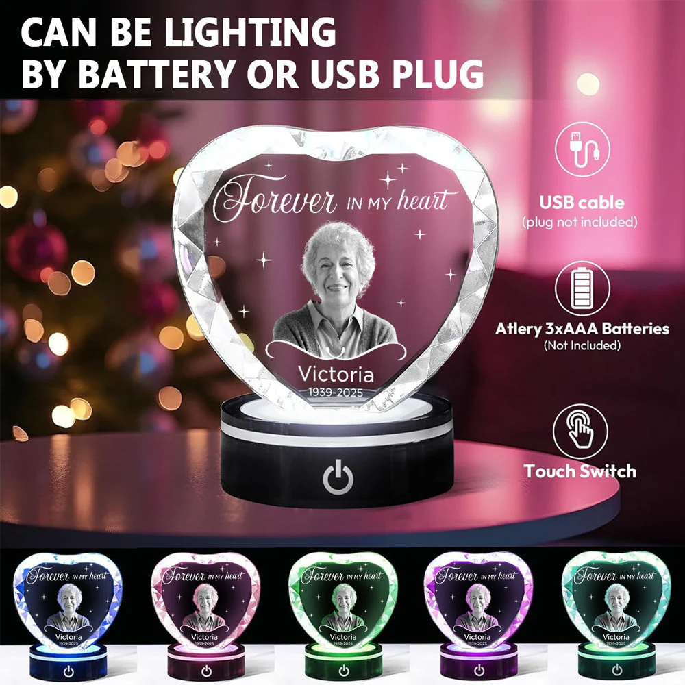 Forever In My Heart - Personalized Custom Crystal Led Light - Image 5