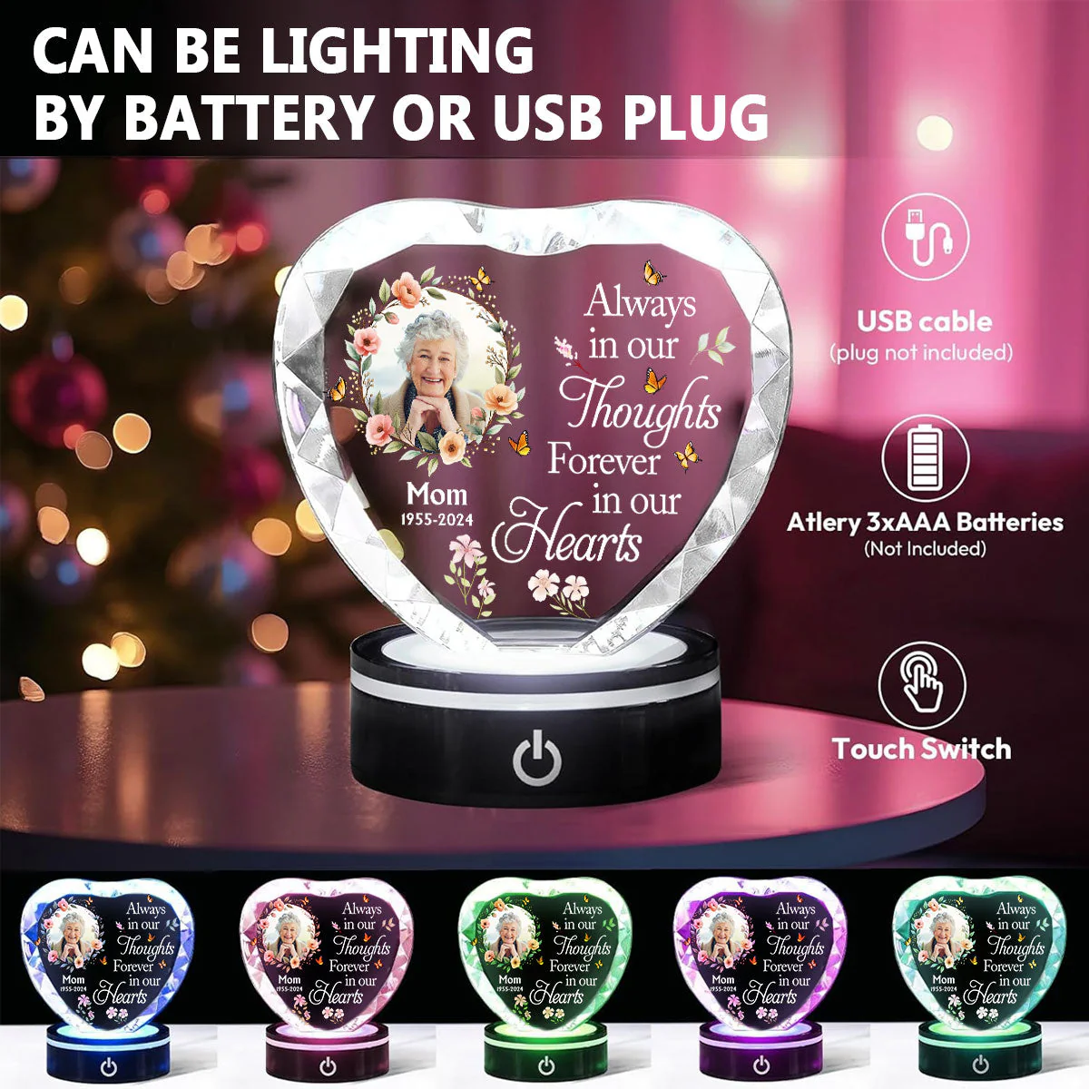 Forever In My Heart - Personalized Custom Crystal Led Light - Image 7