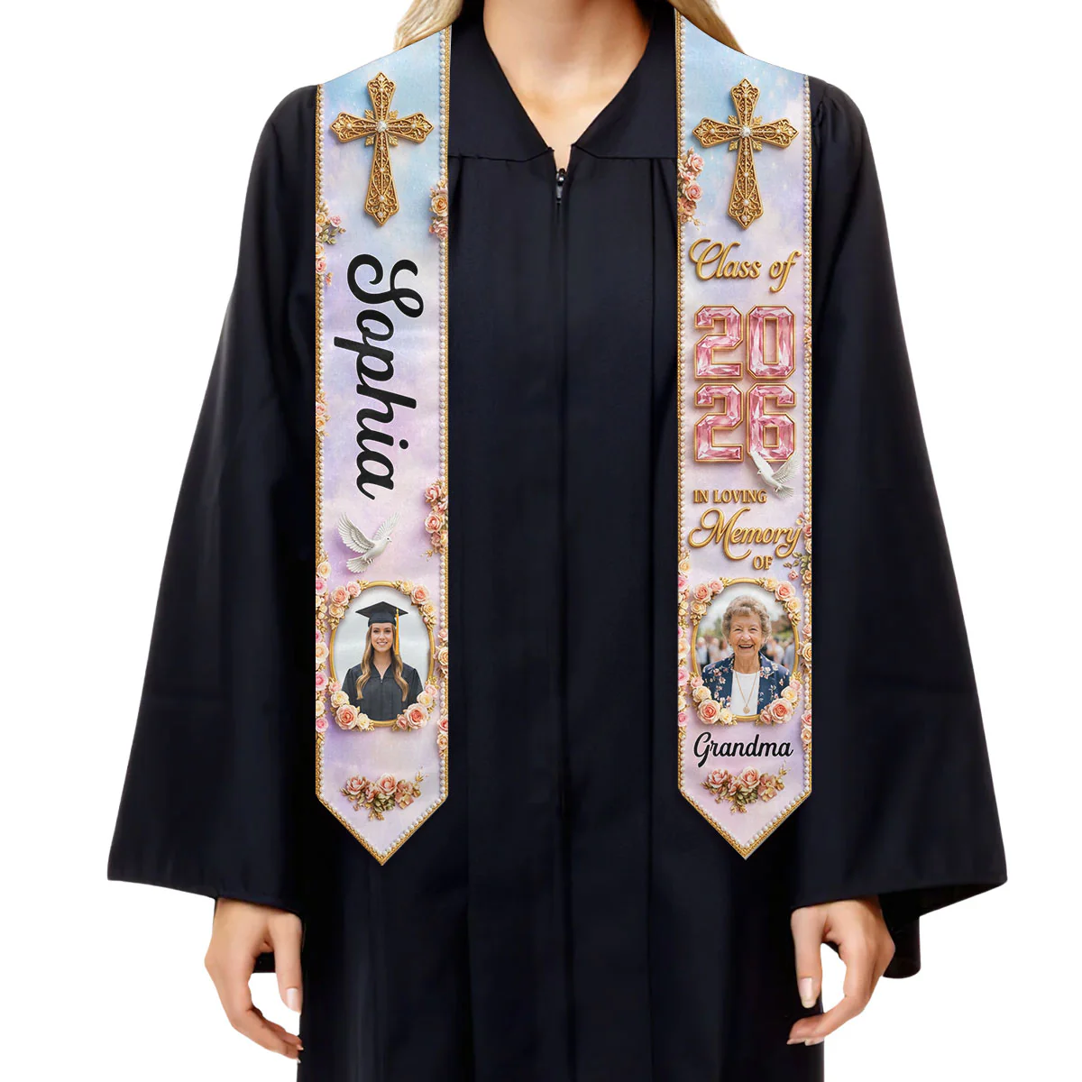 Forever In My Heart - Personalized Custom Graduation Stole - Image 2