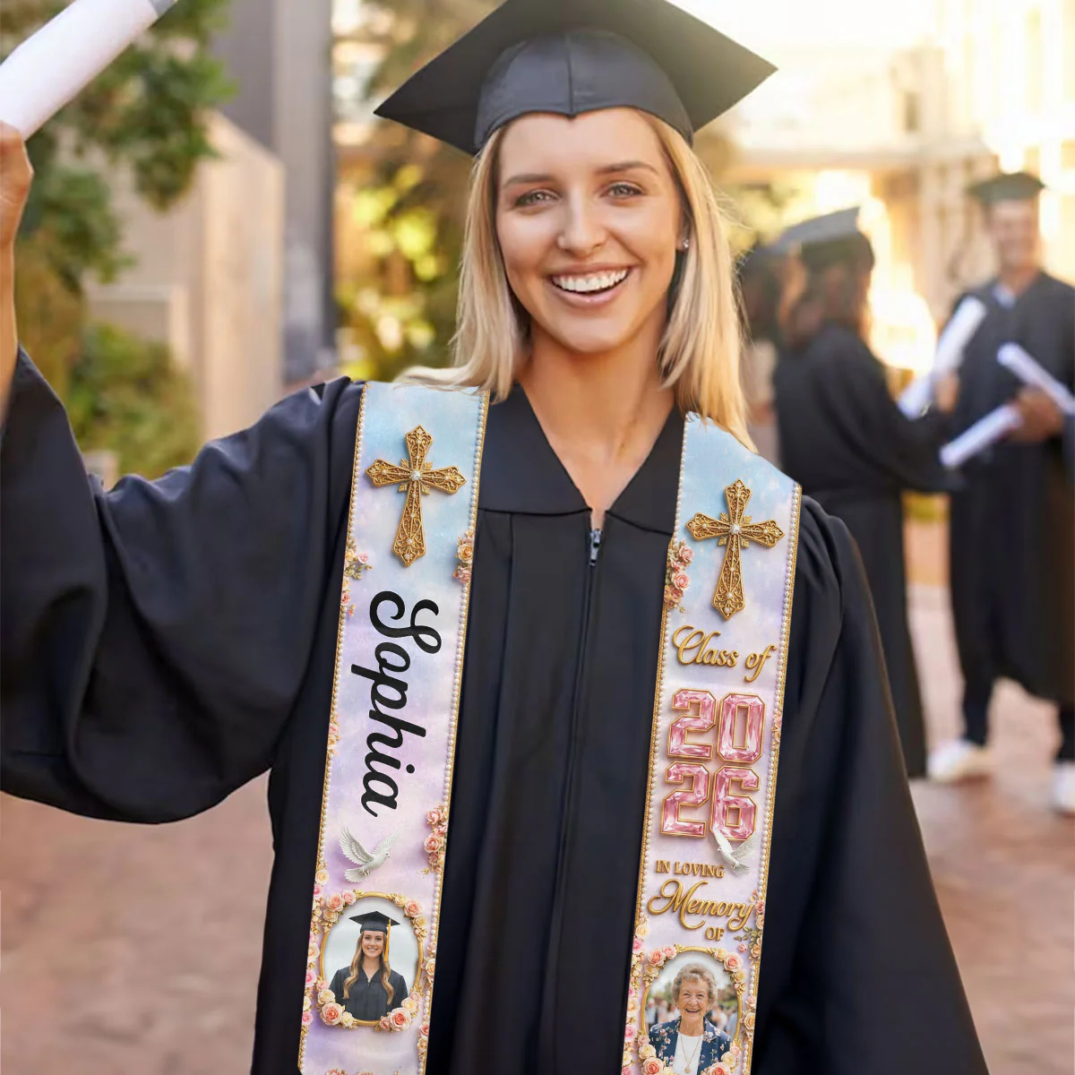 Forever In My Heart - Personalized Custom Graduation Stole - Image 4
