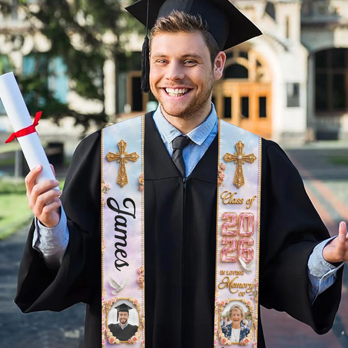Forever In My Heart - Personalized Custom Graduation Stole - Image 5