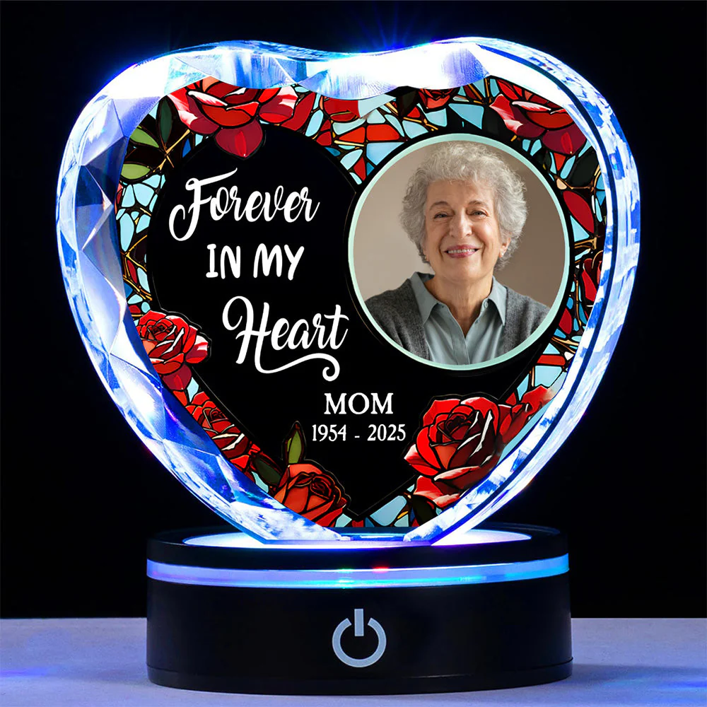 Forever In My Heart Version 2 - Personalized Custom Crystal Led Light - Image 2