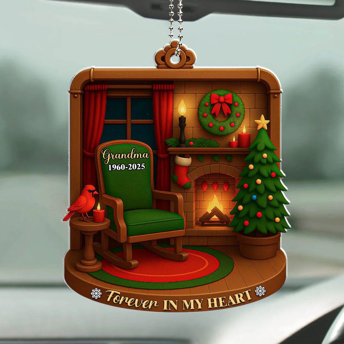 Forever In Our Heart - Personalized Custom Car Ornament - Image 2