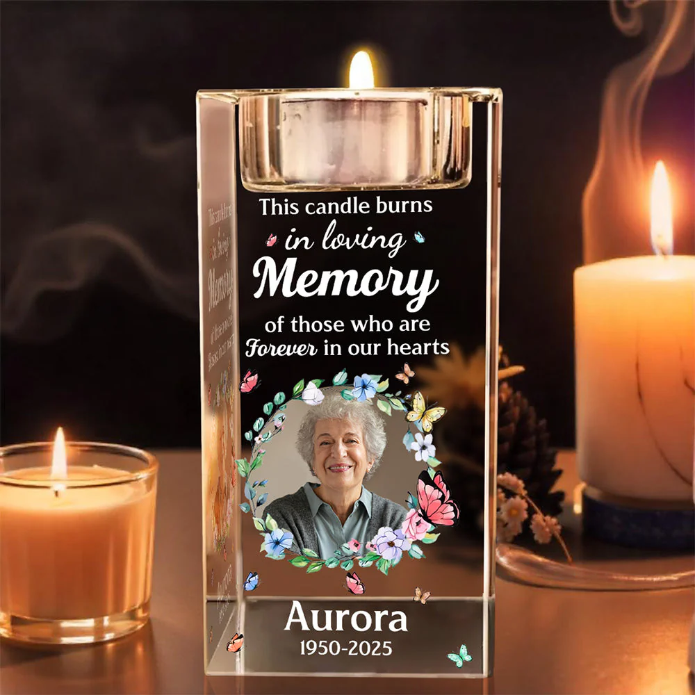 Forever In Our Hearts - Personalized Custom Crystal Candle Holder - Image 2