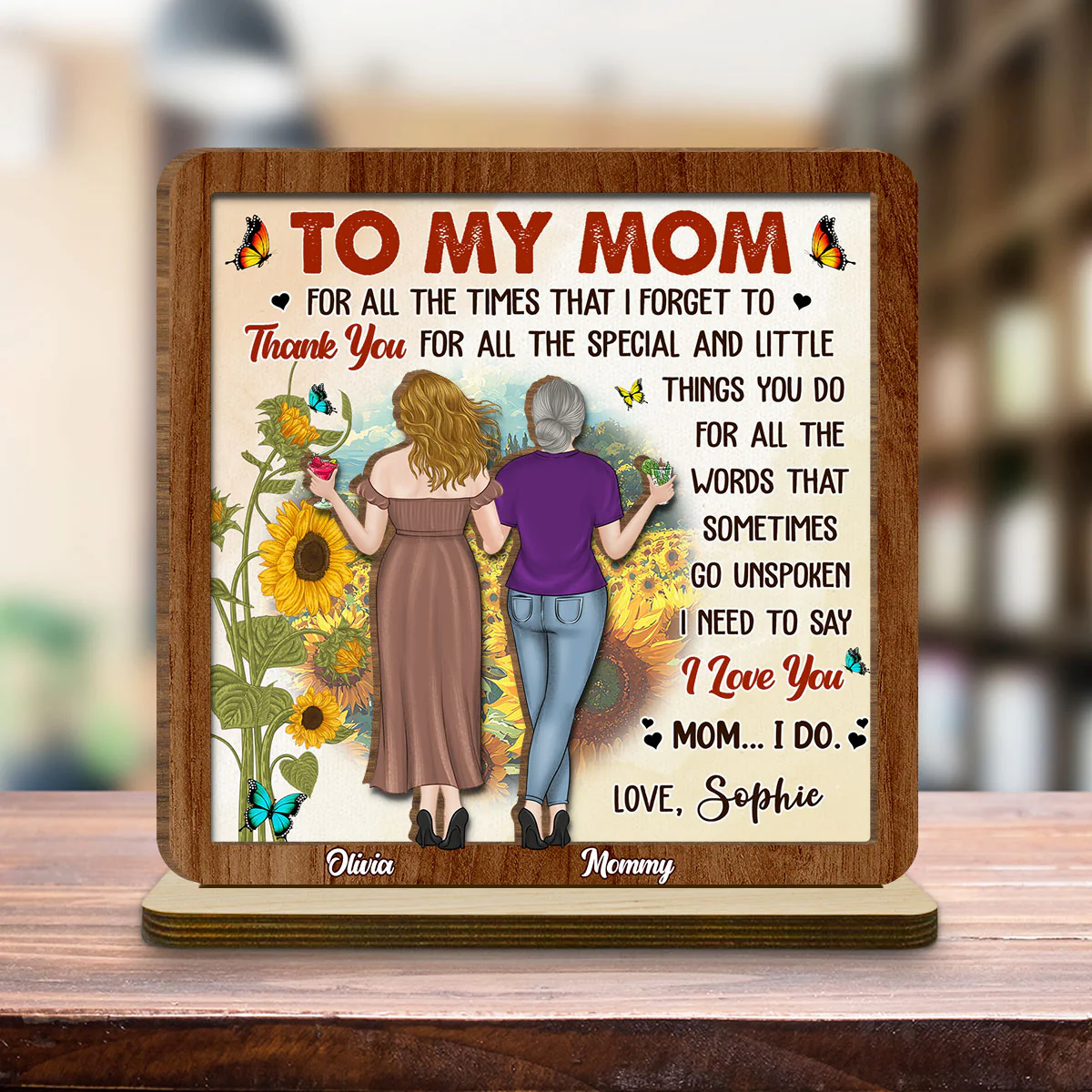 Forever Linked By Love - Personalized Custom 2-Layer Wood Plaque With Flat Base - Image 3