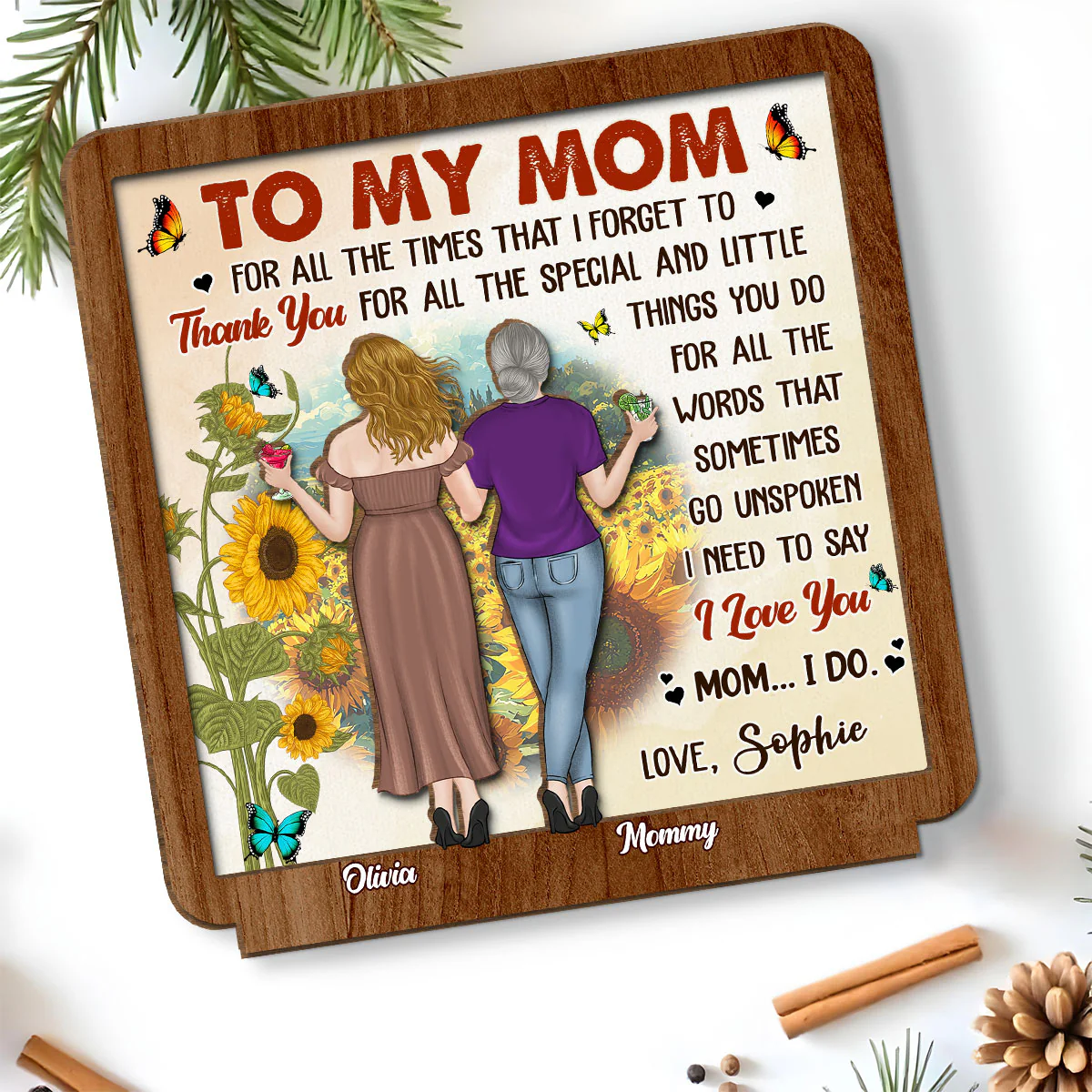 Forever Linked By Love - Personalized Custom 2-Layer Wood Plaque With Flat Base - Image 4