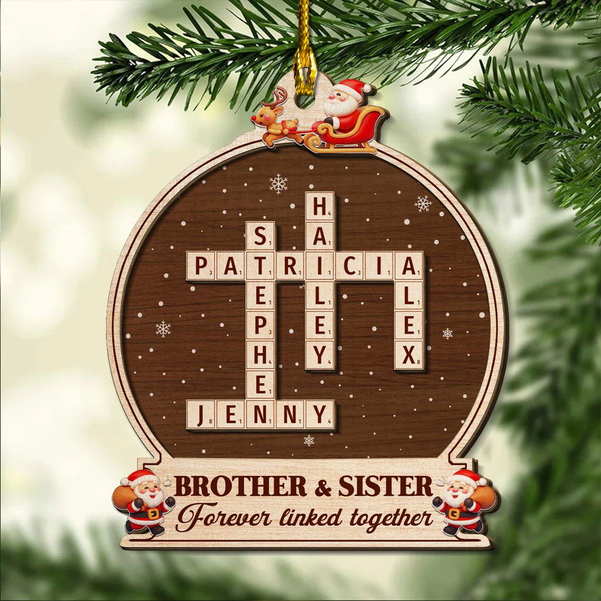 Forever Linked By Our Hearts - Personalized Custom Freeshape 2-Layered Wood Ornament - Image 3