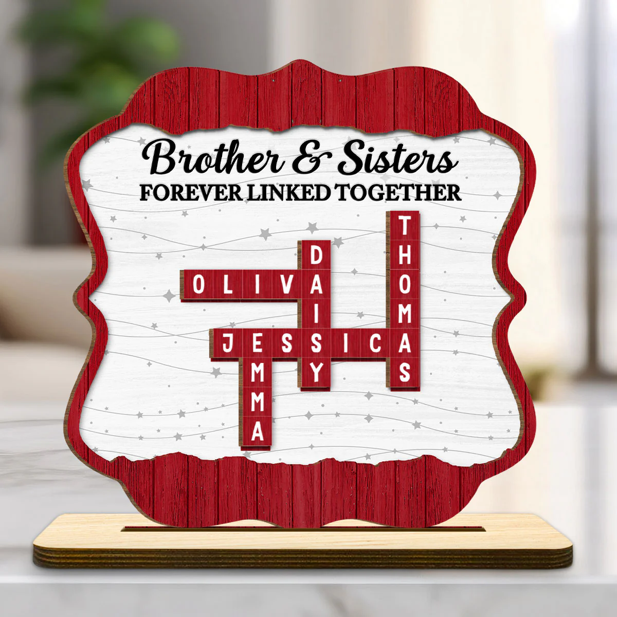 Forever Linked Together - Personalized Custom 2-Layer Wood Plaque With Flat Base