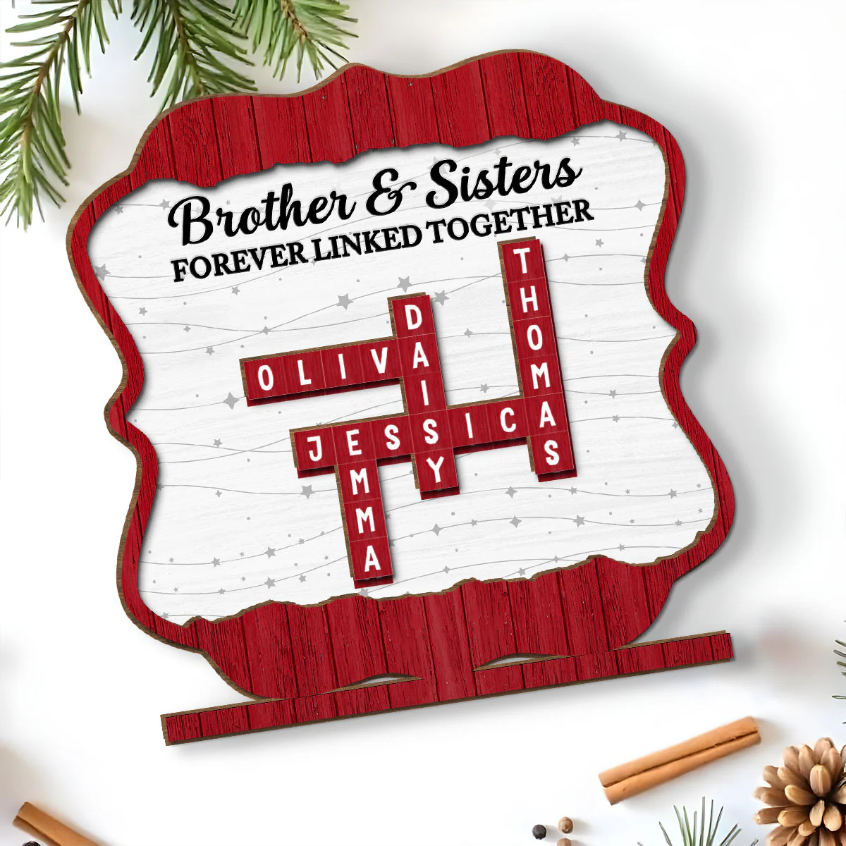 Forever Linked Together - Personalized Custom 2-Layer Wood Plaque With Flat Base - Image 5