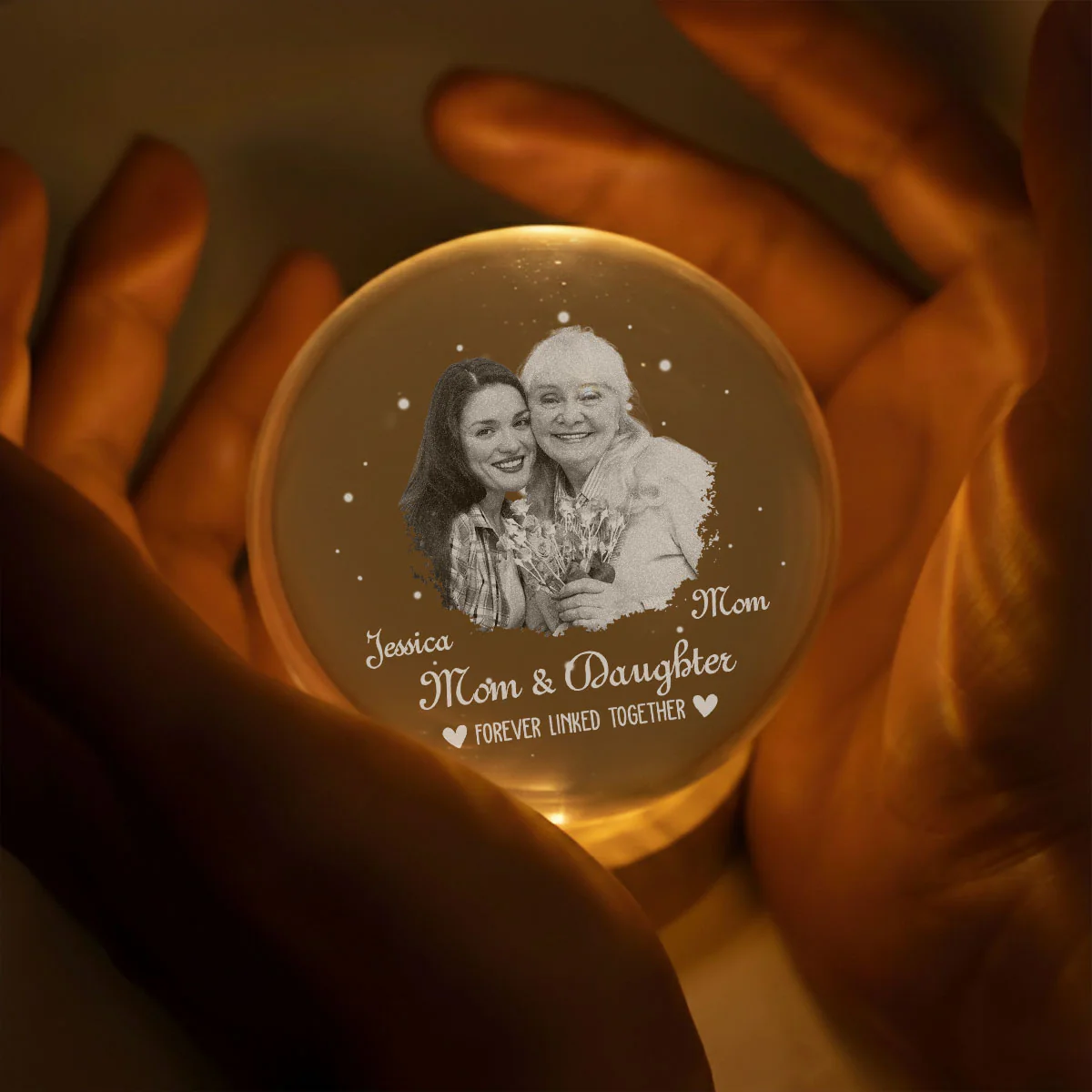 Forever Linked Together - Personalized Custom Crystal Globe Lamp - Image 4