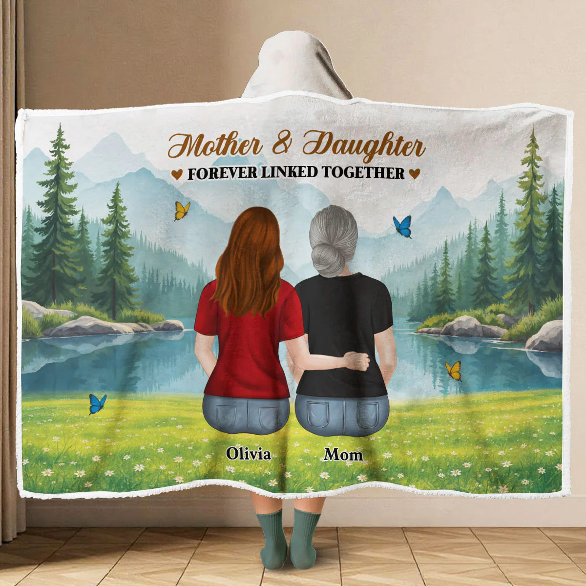 Forever Linked Together - Personalized Custom Hooded Blanket