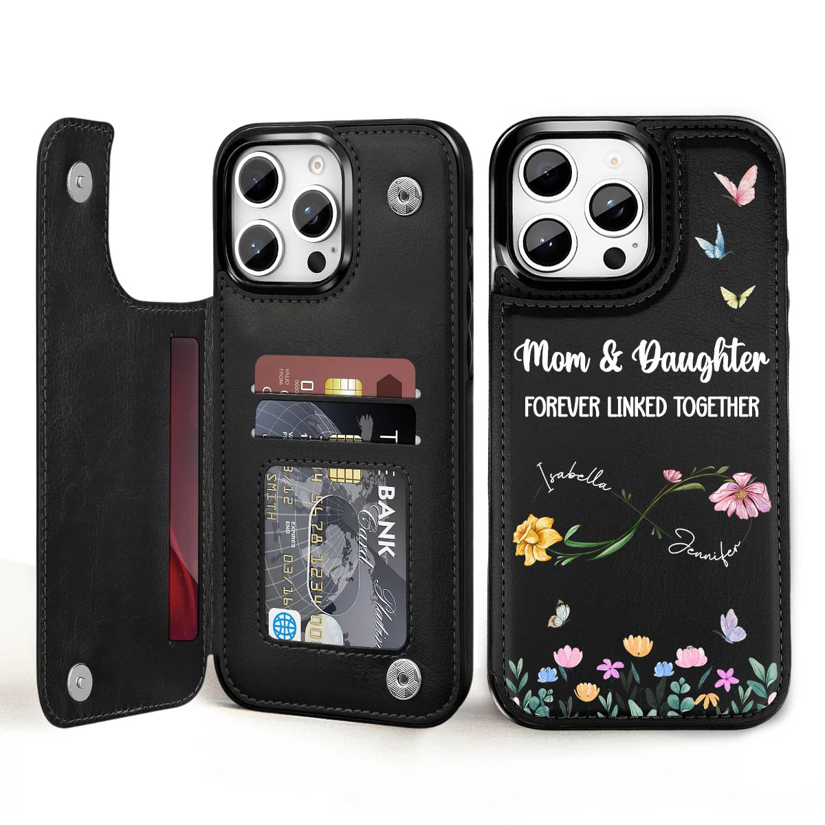 Forever Linked Together - Personalized Custom Leather Phone Case
