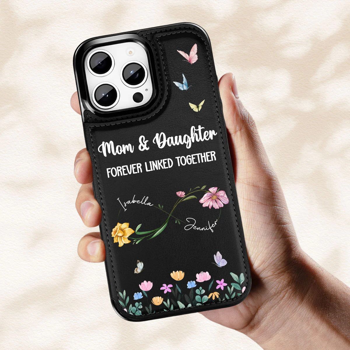 Forever Linked Together - Personalized Custom Leather Phone Case - Image 3