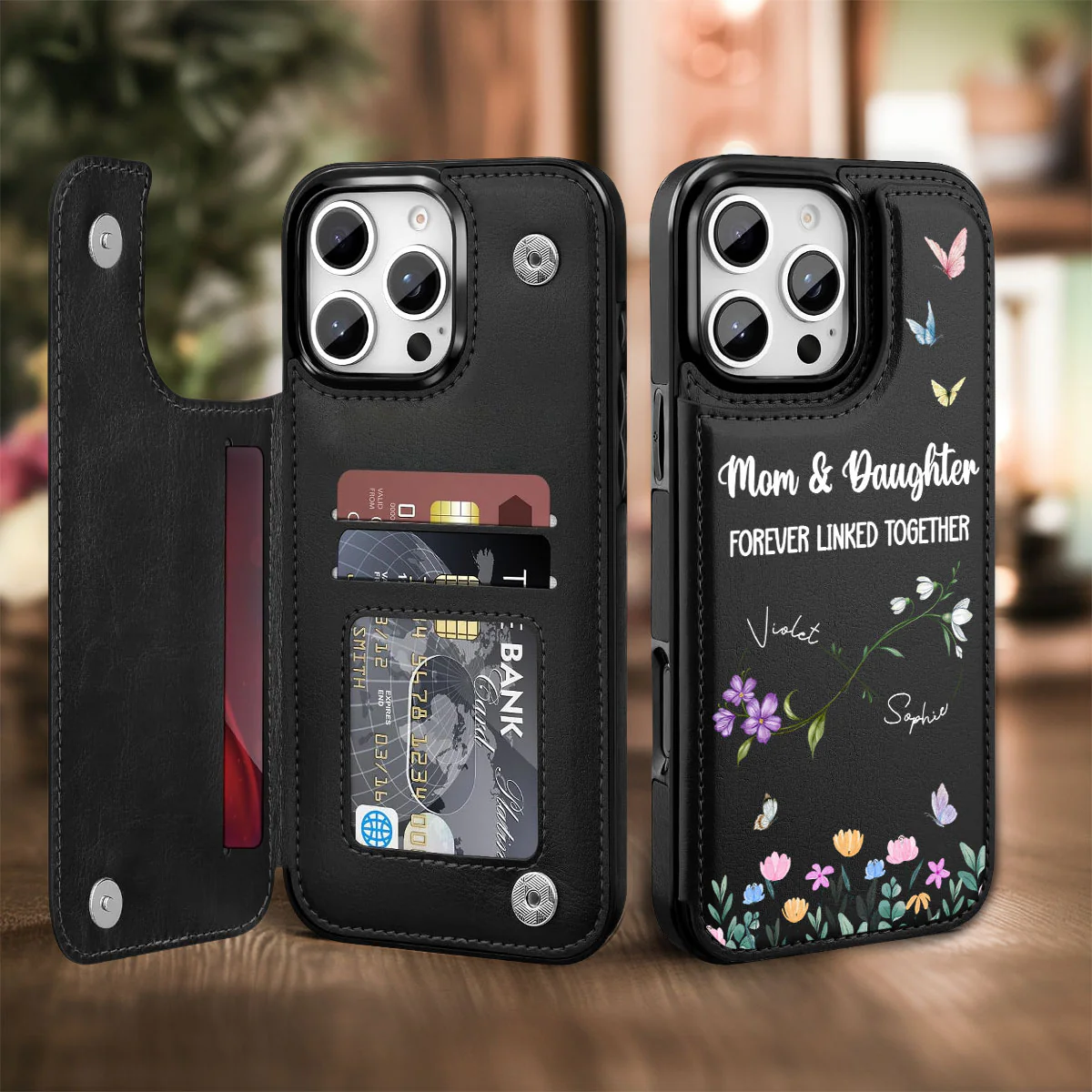 Forever Linked Together - Personalized Custom Leather Phone Case - Image 4